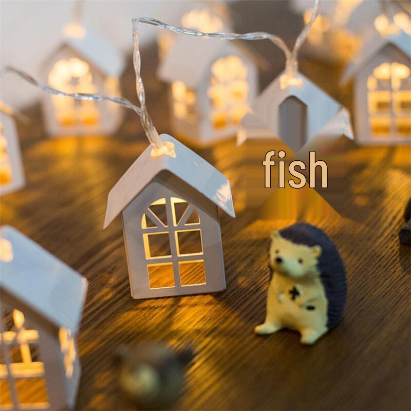 

Светодиодная гирлянда «Деревянные домики в скандинавском стиле» - Теплые, декоративные рождественские огни для праздничных вечеринок 2m 10 lights 2-Battery теплый белый