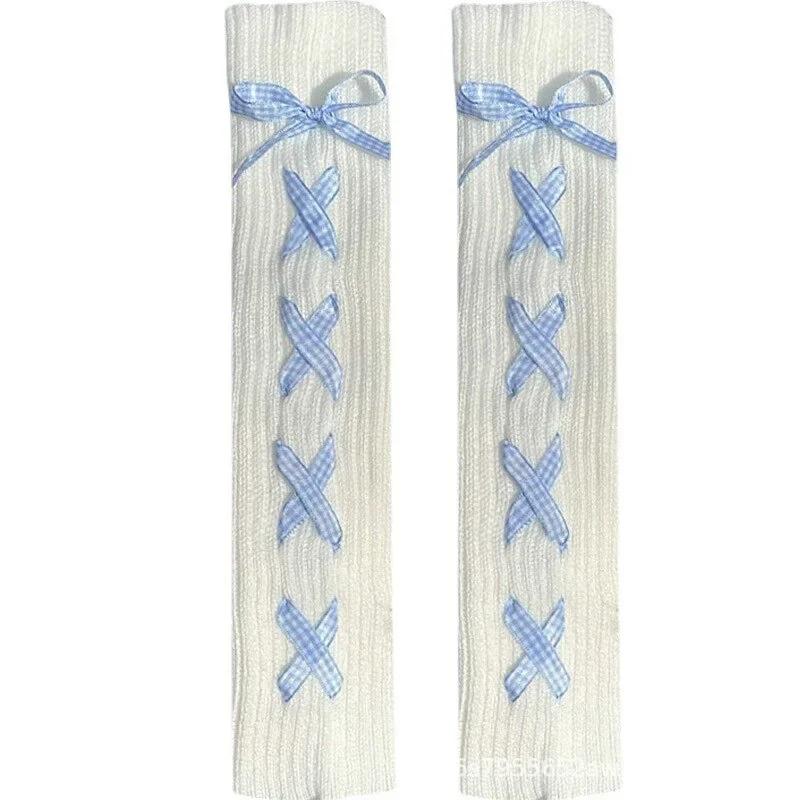 Riemen Bein Socken Vintage Sport Beinwärmer Y2K Damen Lange Waden Socken Harajuku Ballett Bein Abdeckungen Punk Kleidung Accessoires gray