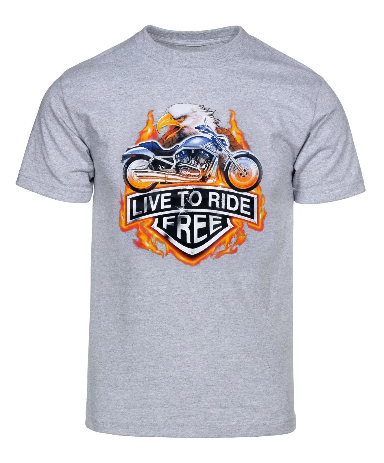 Live to Ride Free Choppers Motorcycle Bald Eagle TShirt 100 Cotton ONeck Summer Short Sleeve Casual Mens Tshirt Size S3XL S