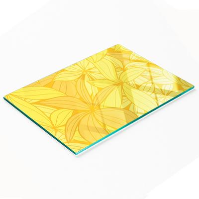 Kuchenna Wielofunkcyjna Dekoracyjna Deska Hartowana Żółte Kwiaty 80X52 Cm