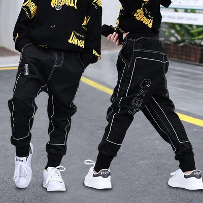 Boys Spring Black Jeans Kids Casual Pants Teenage Casual Trousers