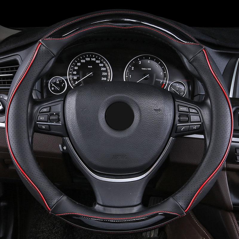 DERMAY Personality Car Steering Wheel Cover Leather With Edge for BMW F20 F21 1 Series Cute High Quality Auto