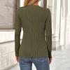 Women's Fashion Round Neck Long Sleeve T-Shirt Solid Color Textured Bottom Top