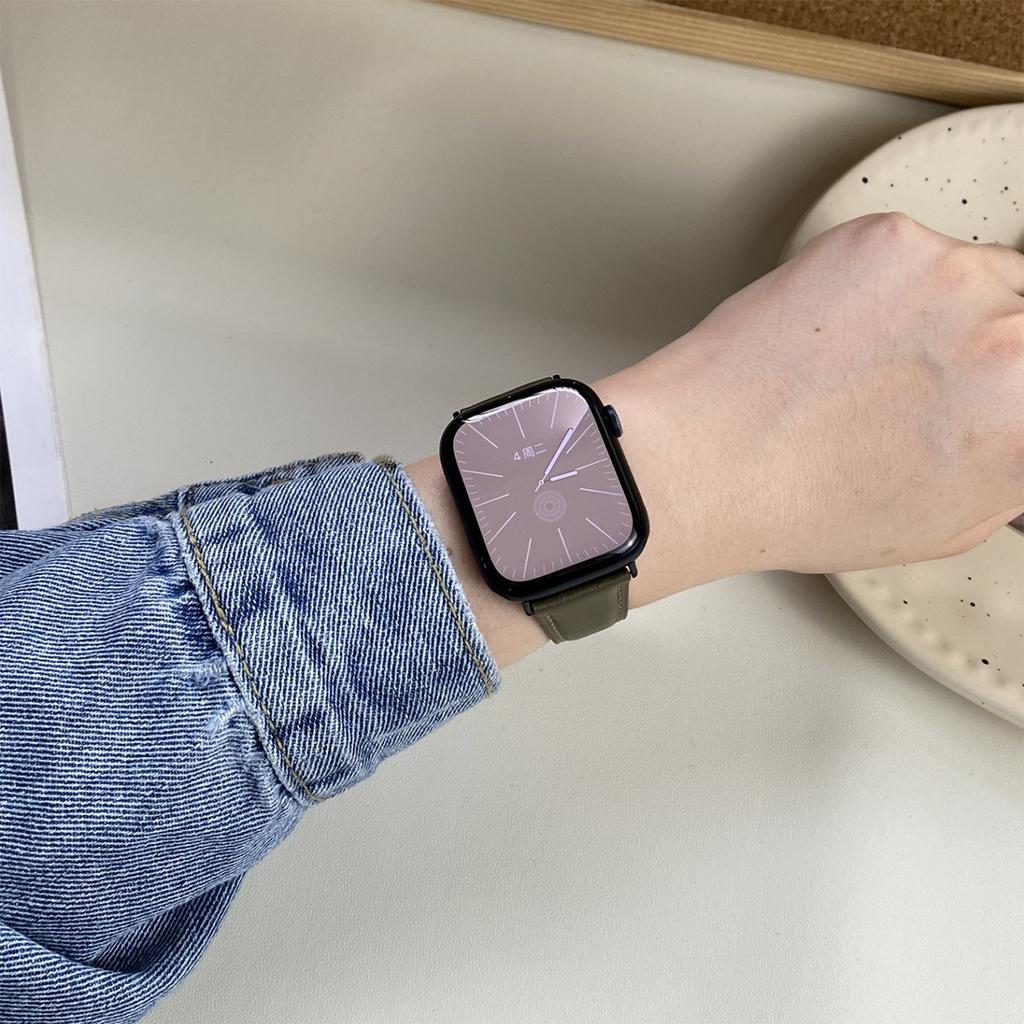 Für Apple Watch 10 46 mm/Ultra 2/Ultra 49 mm/9 8 7 45 mm/SE (2023) SE (2022) SE 6 5 4 44mm/3 2 1 42mm Echtes Rindsleder Armband