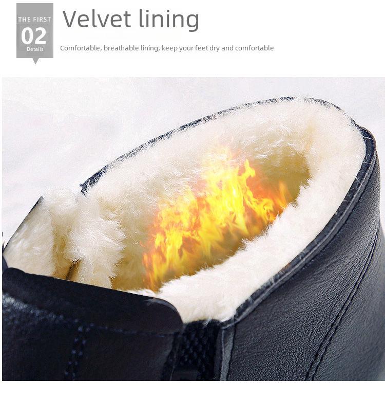 Women's Winter Velvet-Lined Warm Cotton Leather Shoes - Soft Soles for Middle-Aged & Elderly