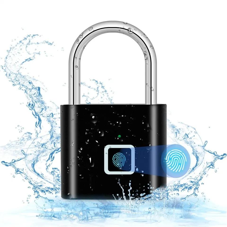 Waterproof and Rust-proof Outdoor Smart Fingerprint Padlock for Secure Door and Cabinet Locking. Anti-theft Electronic Lock with Password Protection