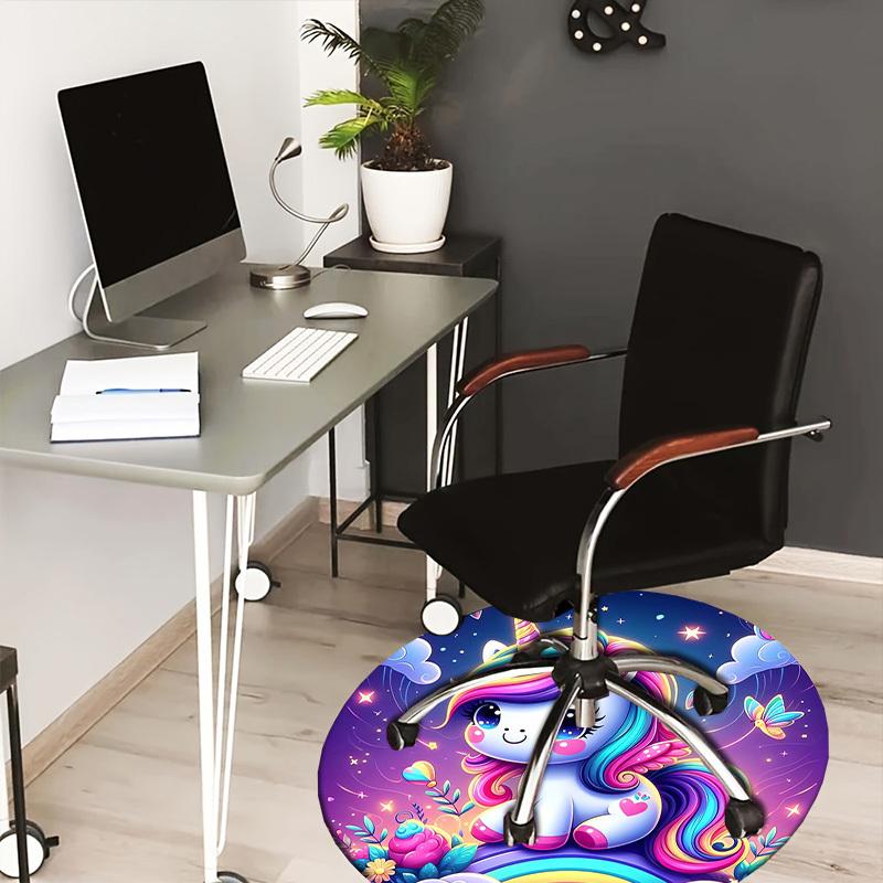

1pc Office Carpet Chair Mats Rainbow Unicorn Fantasy Night Perfect for Decorating Office Chairs, Living Rooms, Or Bedrooms 80cm