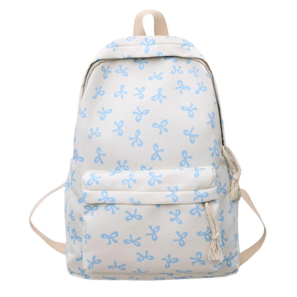 

Nylon Bow Backpack Large Capacity Teenagers Shoulder Bag Students School Bag Junior High School белый/синий