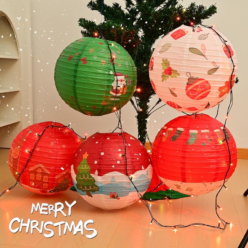 Christmas Lantern Round Paper Lanterns Xmas Decoration Hanging Pendant Christmas Party Supplies Lanterns navidad decoracion 2026