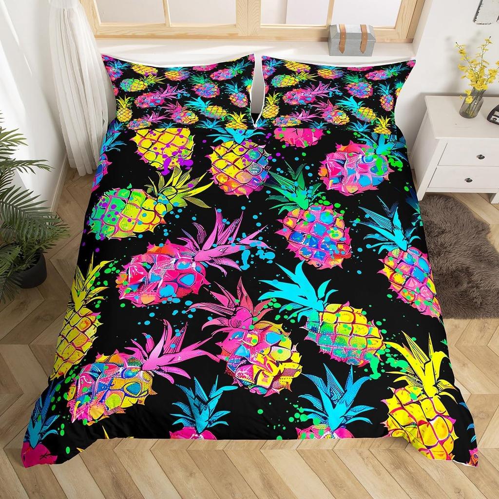 Funda Nórdica de Dibujos Animados Naranja Juego de Ropa de Cama de Naranjas Frescas Para Niños Niñas Funda de Edredón de Frutas Cítricas Dibujo Animado Tamaño Completo Queen