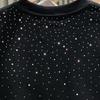 Sommer T-skjorte for menn Rhinestone Dekor Rundhals Løs Pure Farge Kortermet Pullover Uformell Midt Lengde Daglig slitasje Sport Topp