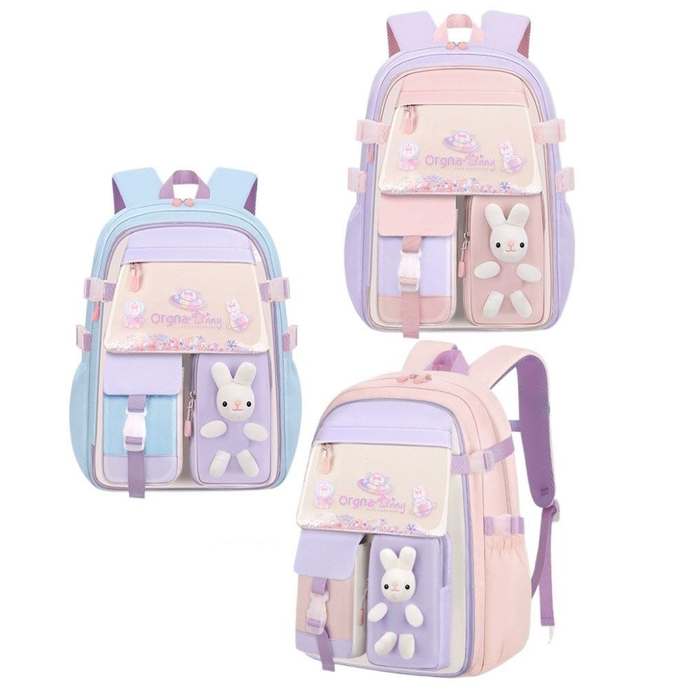 Side-Open Rabbit Children Backpack Oxford Student School Bag Simple Shoulders Bag  Primary School