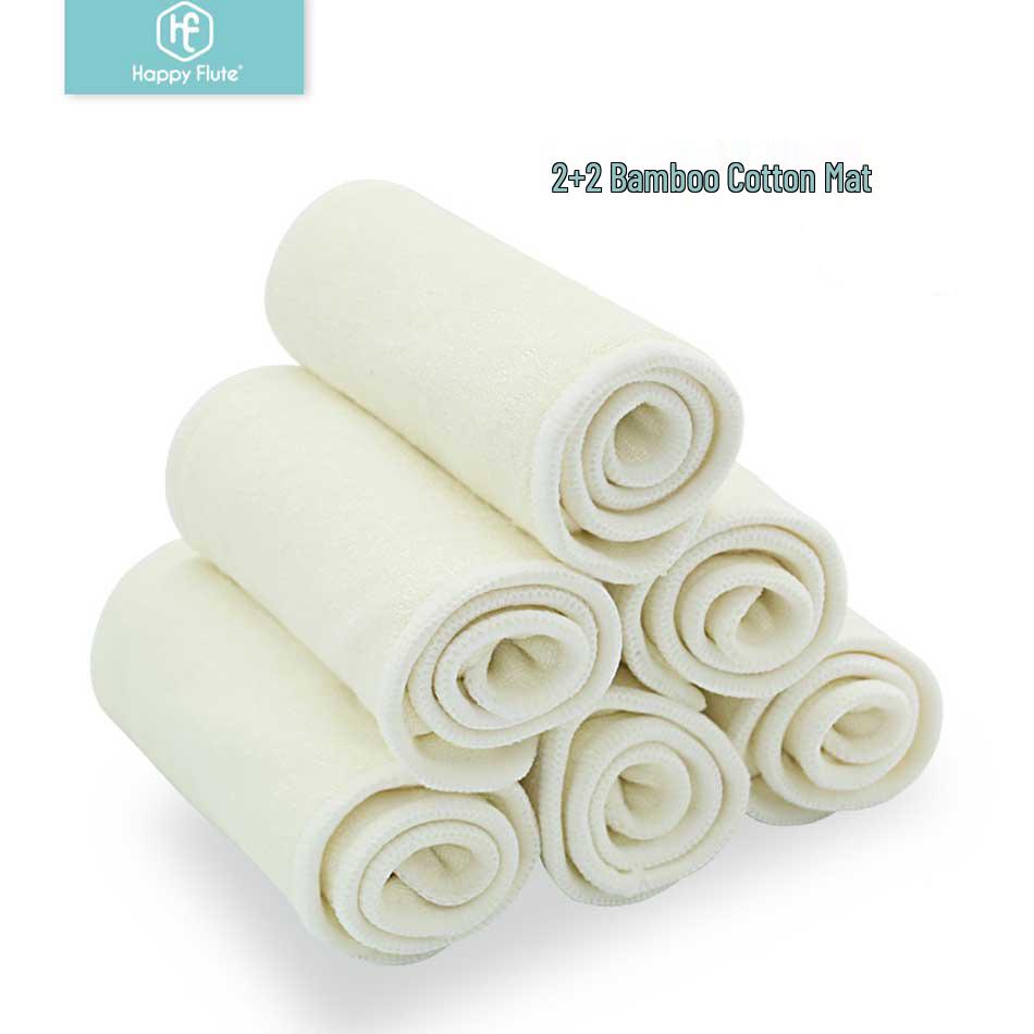 Washable Baby Bamboo Cotton Diaper - 2+2 Super Soft, Breathable, and Highly Absorbent Pads