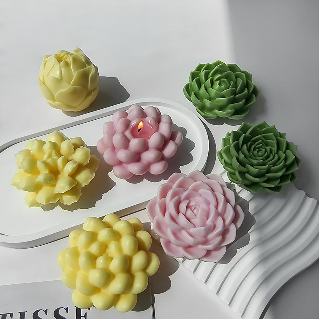 DIY Geometric Silicone Mold Succulents Shape Concrete Moulds Realistic Craft Molds Resin Moulds for Hand-Making Candle