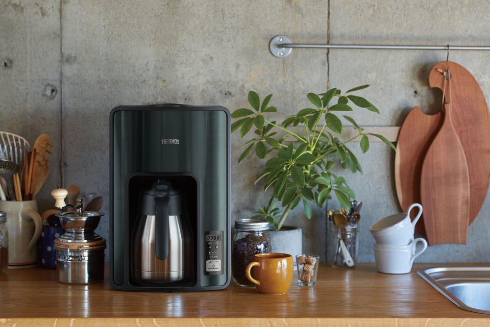 Thermos Vacuum Insulated Coffee Maker, 1.0L, Black (Timer Reservation Available the Day Before) ECH-1001 BK