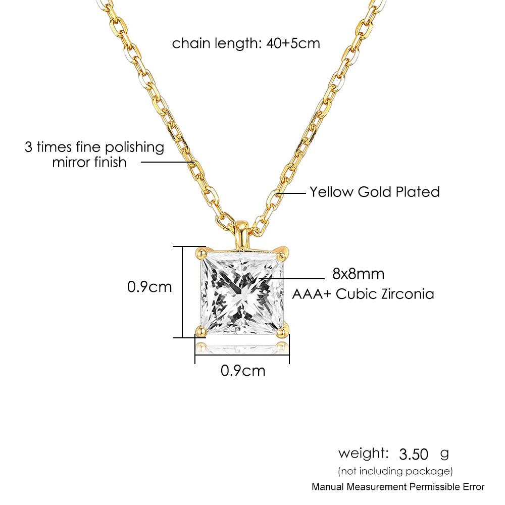 Korean Style Pendant Necklace for Women Square Cut Crystal Choker Chain Simple Gold Color Necklaces Accessories Jewelry N505