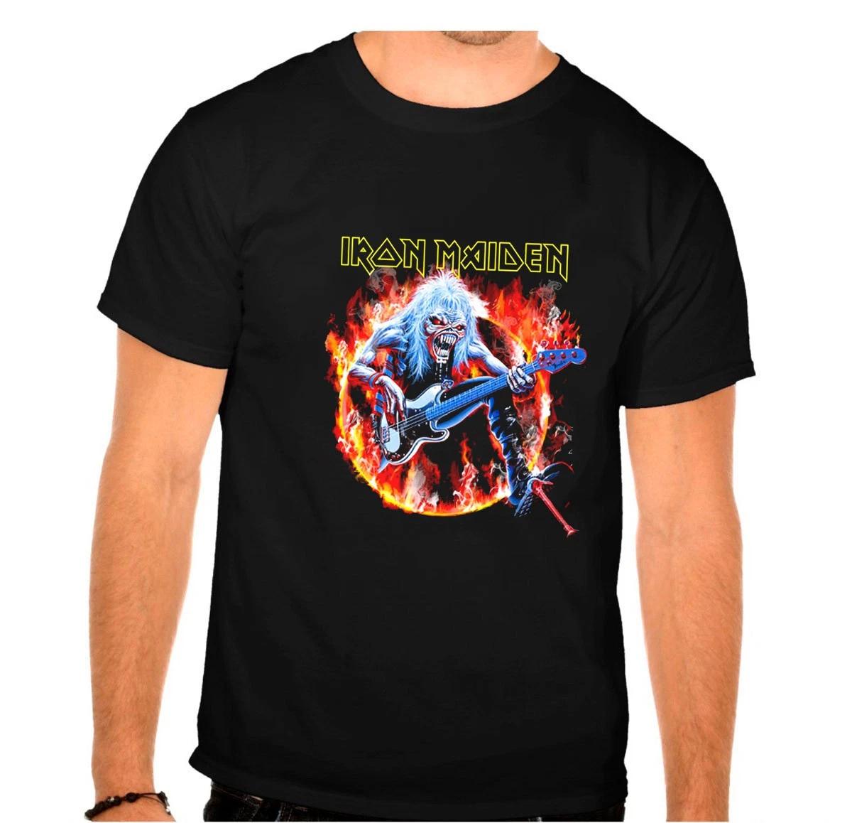 IRON MAIDEN Rock Band Rock Music Black 100% Cotton T-shirt Mens Tees Top -937 -Kids- XL
