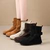 Retro Lace-up Round Head Soft Bottom Short Tube Women's Autumn and Winter New Flat-bottomed Pleated Short Boots