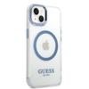Etui do iPhone 14 Plus Guess Metal Outline MagSafe Niebieskie