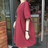 Maternity Summer Babydoll Dress - Short Sleeve, Mid-Length, Korean Style, Loose Fit, Plus Size, Round Neck Skirt