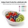Plastic Fruit Bowl with Fork Large Capacity Fruit Serving Plate Dessert Salad Bowl  Office