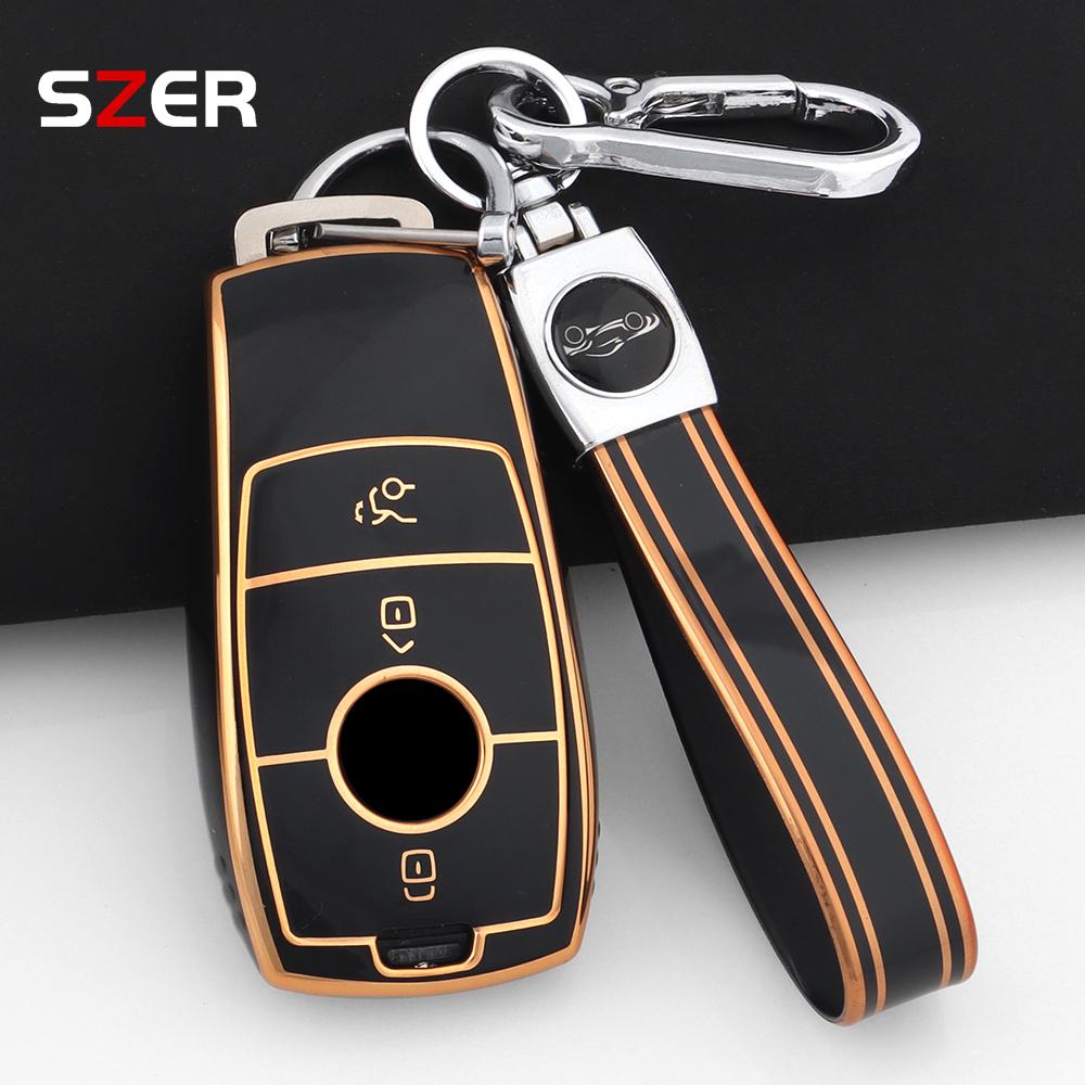 For Mercedes Benz E S G Class Glc Cle Cla Glb Gls W177 W205 W213 W222 X167 Amg E200 E260 Golden Tpu Car Key Case Cover Shell Fob