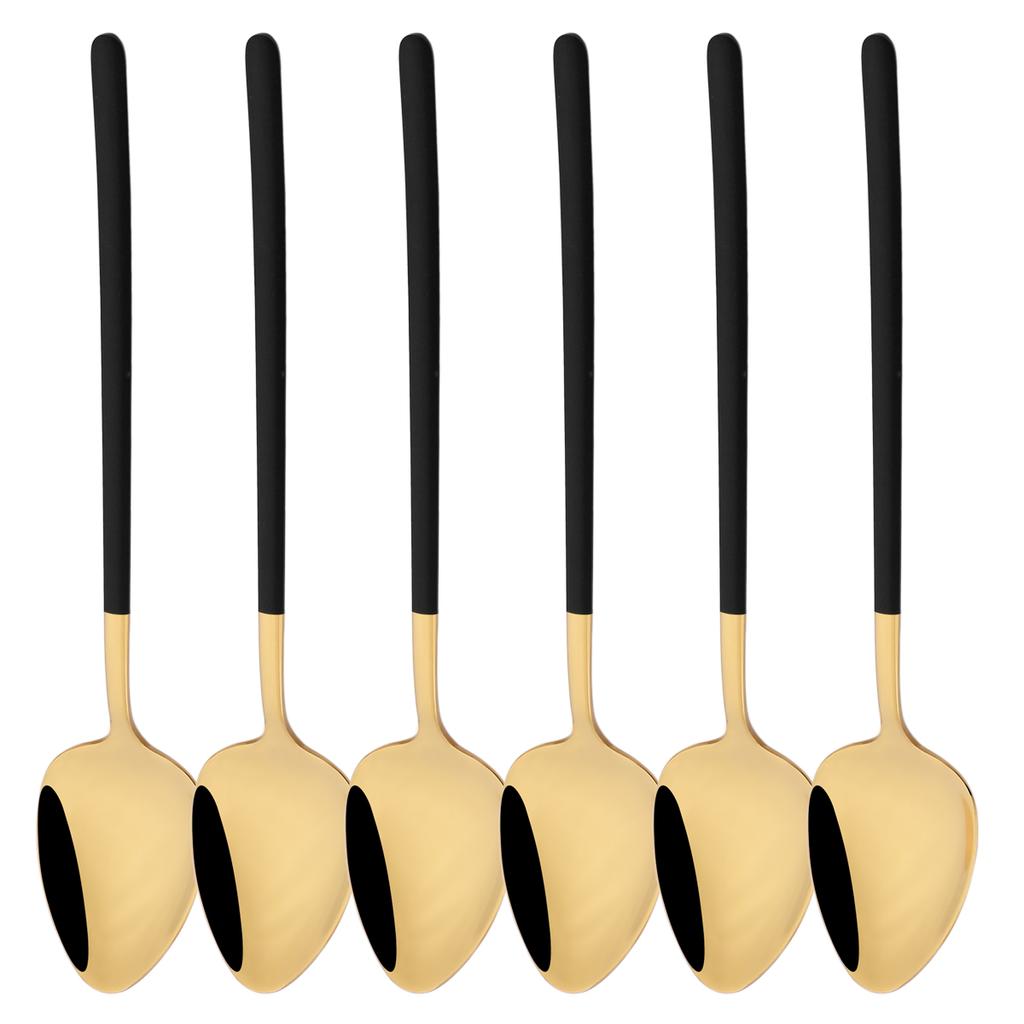 6Pcs Colorful Spoon Cutlery Set Mirror Stainless Steel Dinnerware Set Dinner Spoon Soup Ladle Tableware Western Kitchen Flatware