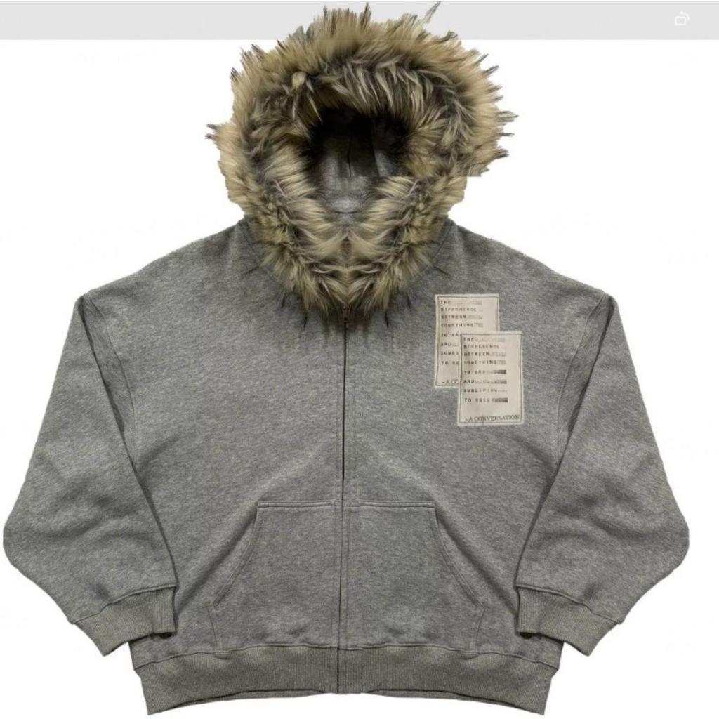 STREETRICH Fur Collar Cardigan Zipper Hooded Jacket Autumn and Winter Punk Hip-hop Rock Dark Style Rock Fashion All-match Y2K Retro Jacket