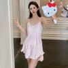 [Cool Feeling] Ice Silk Suspender Pajamas Women's Summer Modal with Chest Pad Simple Striped Thin Loungewear Loose