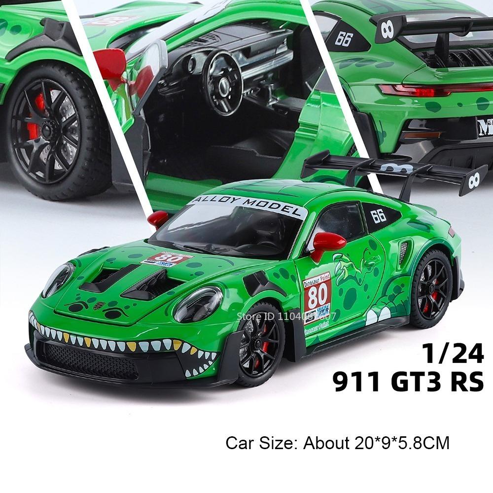 1:24 Scale 911 GT3 RS Miniature Sports Car Model Toys Alloy Diecast Doors Opened Pull Back Shock Absorption Simulation Supercars