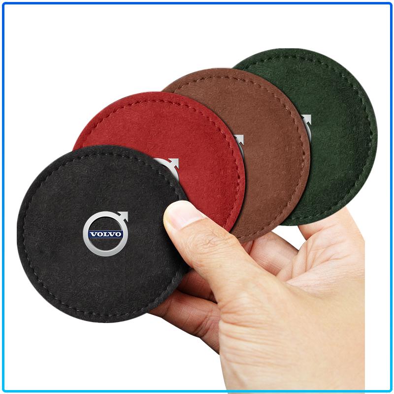 PU Leather Slot Non-slip Coaster Mat Car Cup Holder Pad For Volvo 240 C70 S40 S50 S60 S70 S80 S90 V40 V50 V60 V90 XC40 XC60 XC90 Vnl Truck