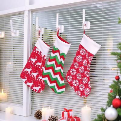 Velvet Printed Christmas Stocking Gift Bag & Fireplace Decoration
