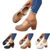 Damen Übergröße Ausgeschnittene Mary Jane Sandalen mit Absatz Verstellbarer Klettverschluss Lässige Schuhe mit Blockabsatz für den täglichen Gebrauch