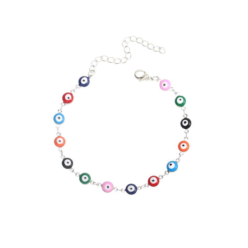 New Accessories, Bohemian Color Vintage Devil's Eye Necklace Bracelet Ankle Set