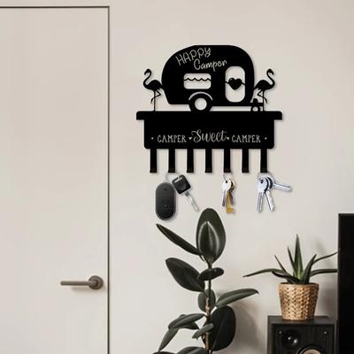 1 llavero de pared para caravana, llavero decorativo de metal con 7 ganchos