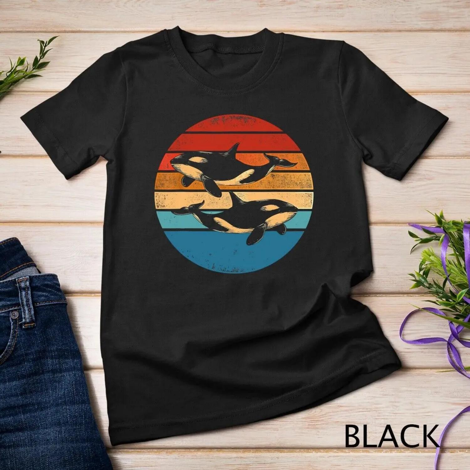 Retro Killer Whale T shirt S чёрный