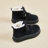 Women's Winter Warm Snow Boots Fuzzy Faux Suede Walking Shoes for Women Casual Anti-Slip Comfortable Chunky Platform Short Booties With Faux Fur Lined