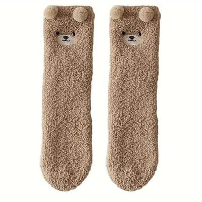 Socken - SHOP-STORY - TSOCKS BEIGE - Plüschbär - Einheitsgröße - Weich und Warm