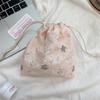Cute Cartoon Bear Ladies Mini Drawstring Bags Retro Flower Women's Cosmetic Storage Bag Portable Sweet Female Coin Purse Handbag