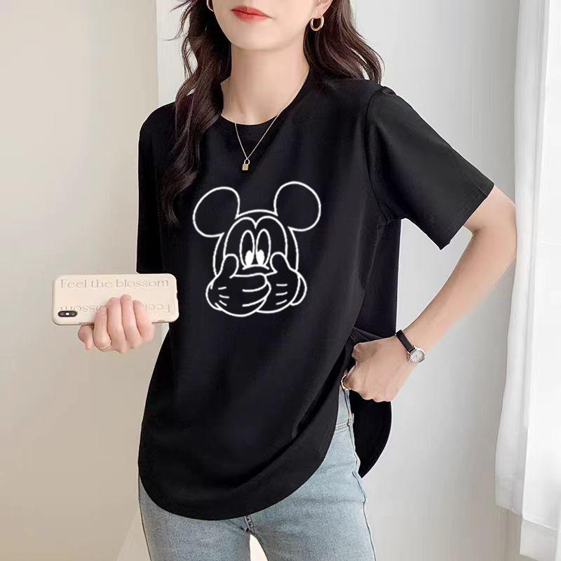 White Short-sleeved T-shirt for Women's Summer New Curved Hem Loose Solid Color Half-sleeved Stylish Unique Top