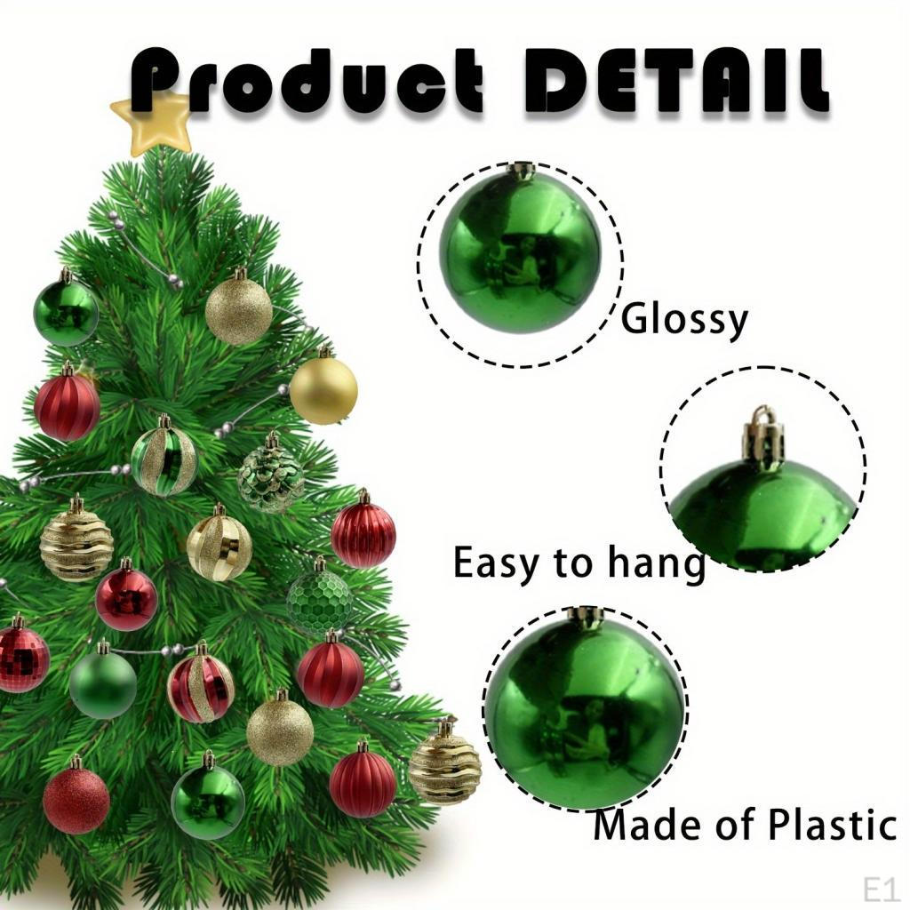 60x Christmas Balls Ornaments Xmas Decoration DIY Projects Hanging Baubles for