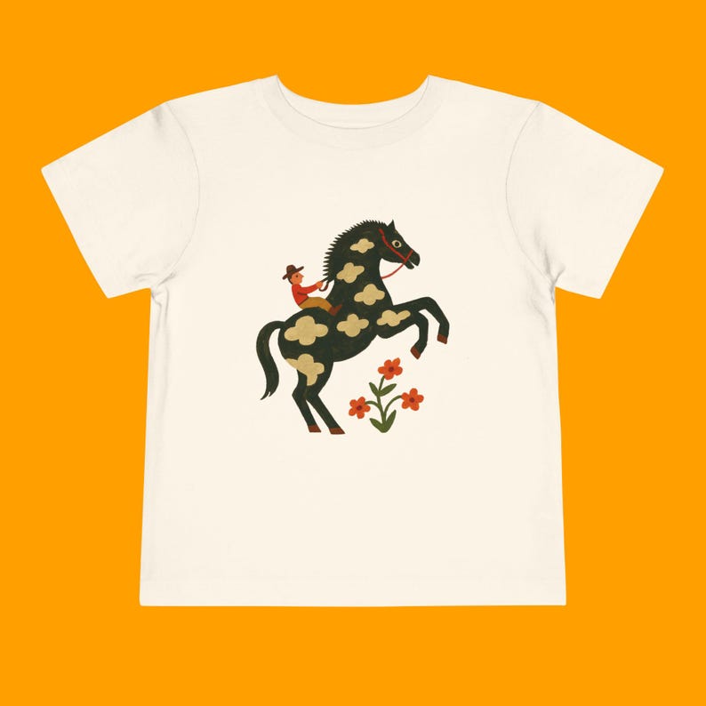 Whimsical Cowboy Horse Toddler T-Shirt: Retro Western Kids Tee 100