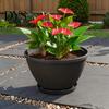 Outdoor Garden Planter Resin Flower Planters, Vintage Plant Pot with Drainage Hole & Saucer, Lightweight Pressure Resistant Basin for Indoor Outdoor,