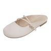 Baotou Slipper Damen flach Sommerbekleidung 2025 neue Sandalen Französischer eckiger Kopf vielseitig lässig halbe Pantoffel Mules