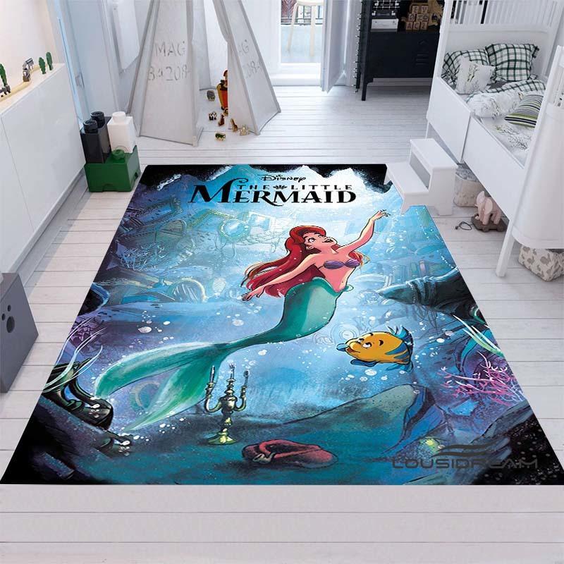 Cute Cartoon The Little Mermaid Ariel Princess Rug, Bedroom Playmat, Living Room Rug, Home Decor, Holiday Gift