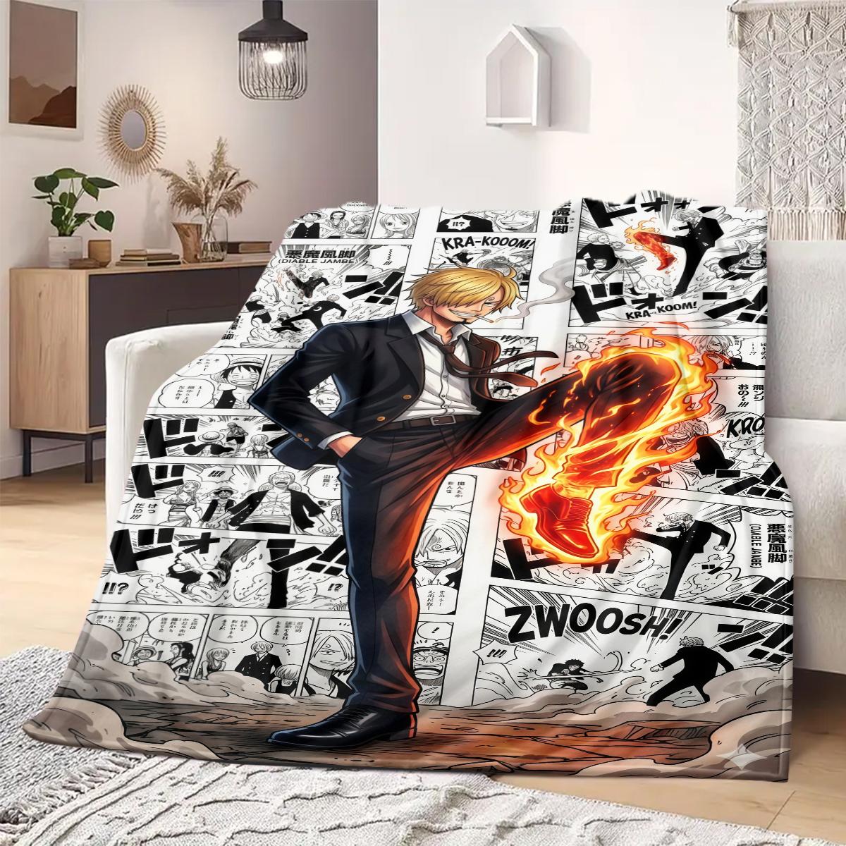 

OnePiece Anime Print Blanket Warm Comfortable Flannel Blanket Suitable for Bedrooms, Sofas, Beds, Chairs, Picnics, Travel 75x90cm