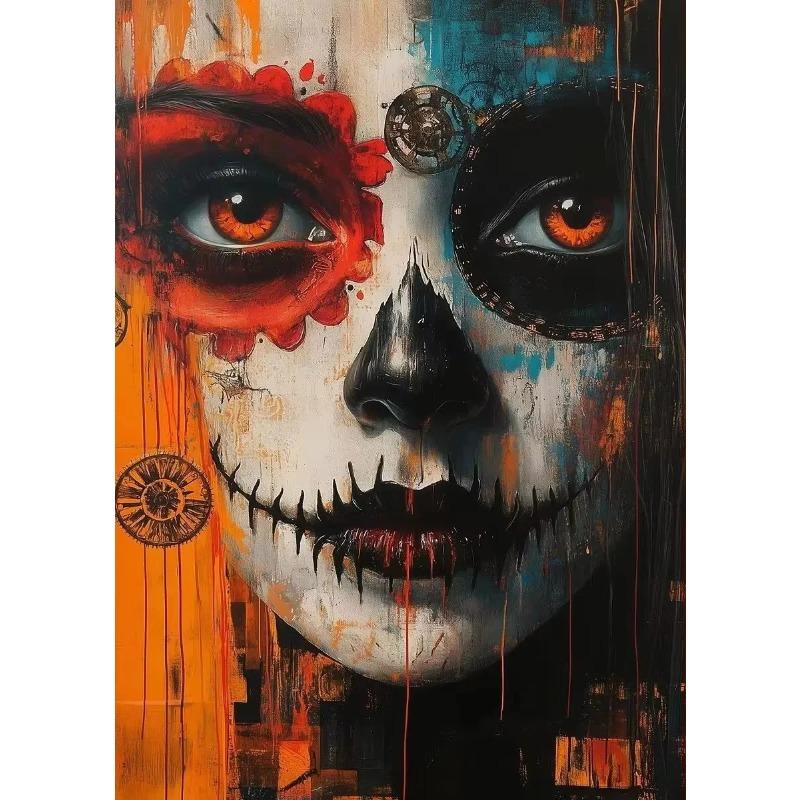 Mexican Day of The Dead La Catrina Sugar Skull Girls Poster Prints Gothic Canvas Painting Art Picture for Room Home Decor