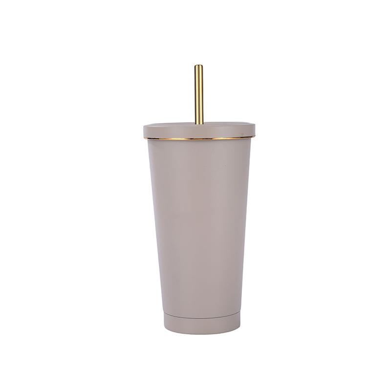 500/750ml Stainless Steel Mug with Straw Reusable Flask Metal Coffee Milk Water Bottle Office Portable Large Capacity Thermos