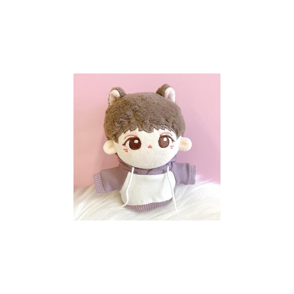 Bicolor Hoodie 10cm Plush Doll Outfit Mauve Costume Accessory for Kpop Doll Collectors