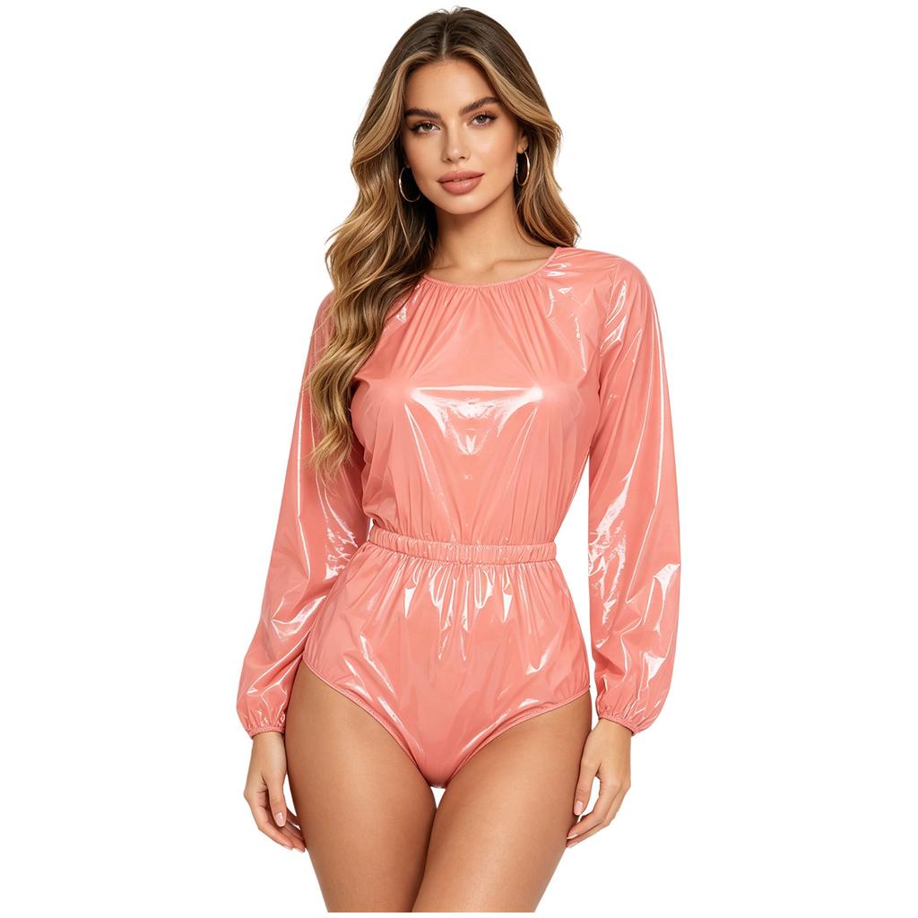 S-3XL Damen Wasserdichter Trikot-Body Langarm Elastische Taille Knopfleiste im Schritt Windelüberzug Adaptive Kleidung für besondere Bedürfnisse
